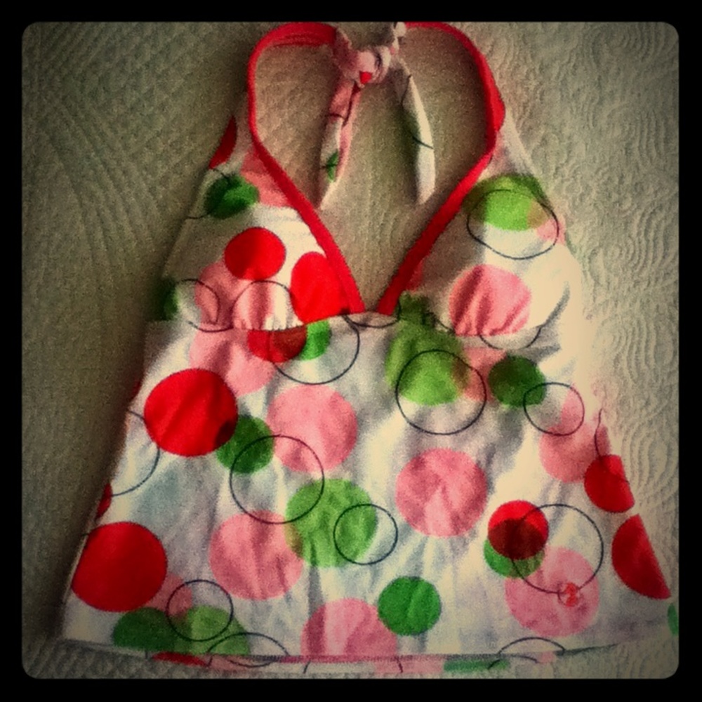 ☀️ Duck Head Multicolor Polka Dot Tankini Top Sz 6